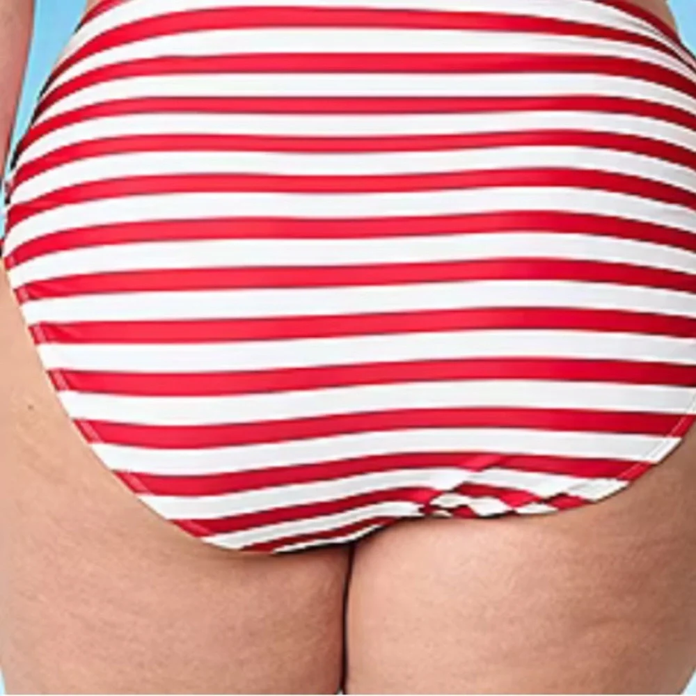 👙👙2/$15-NWT Plus Size Red and White Striped Bikini Bottom